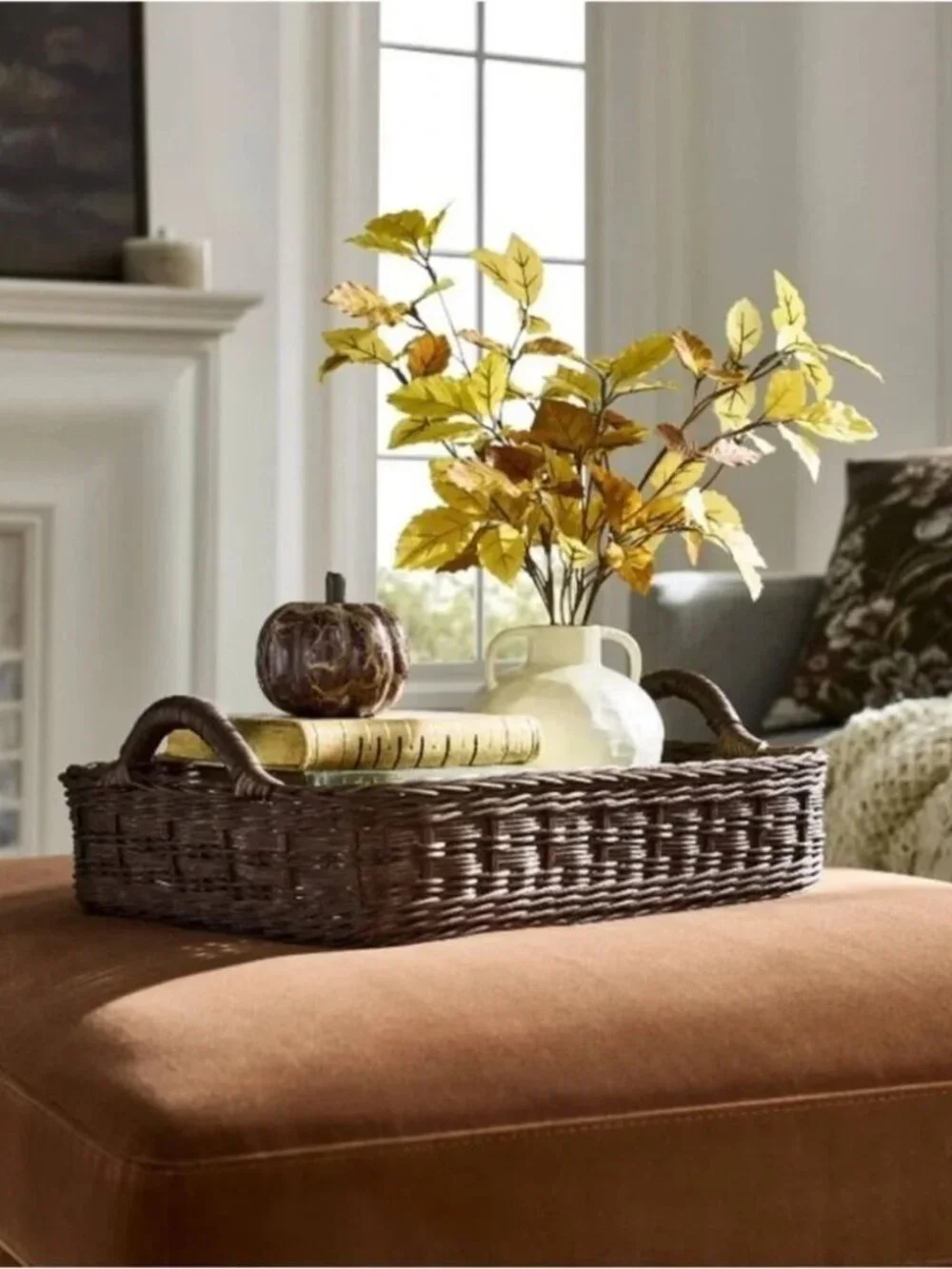 Studio McGee Woven Rectangular Storage Basket in Brown